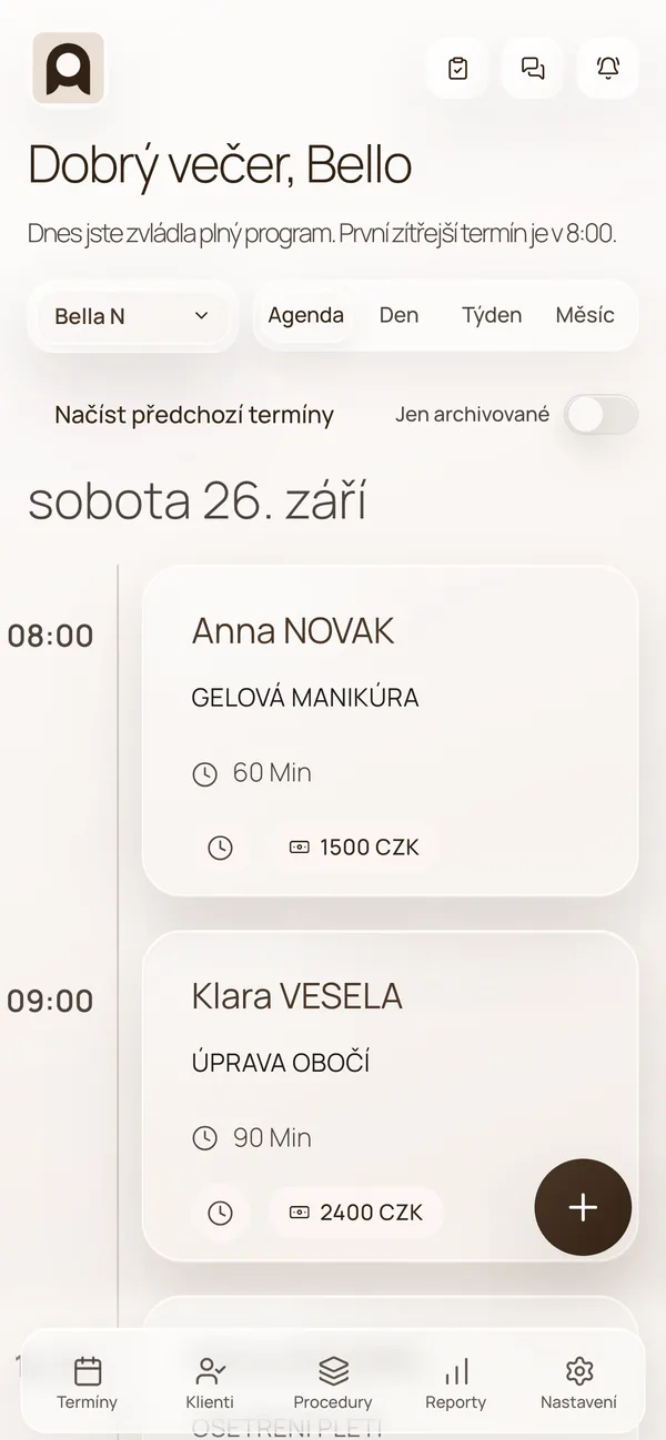 Náhled dashboardu AppoTo
