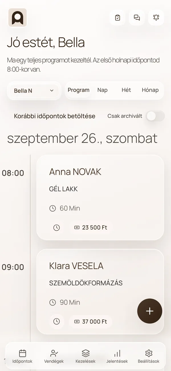 AppoTo irányítópult előnézet