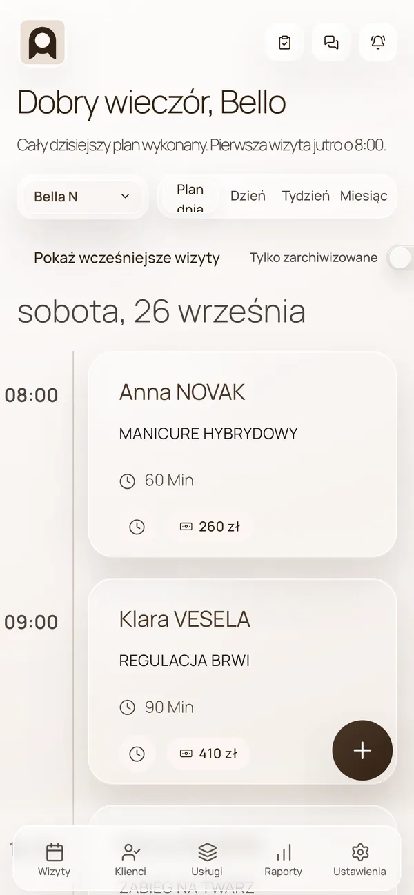 Podgląd panelu AppoTo